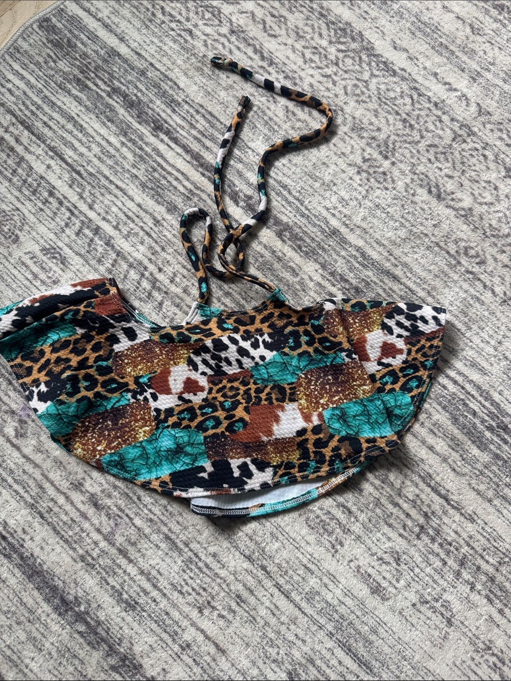 Kids Animal Print crop Top with Teal Accents